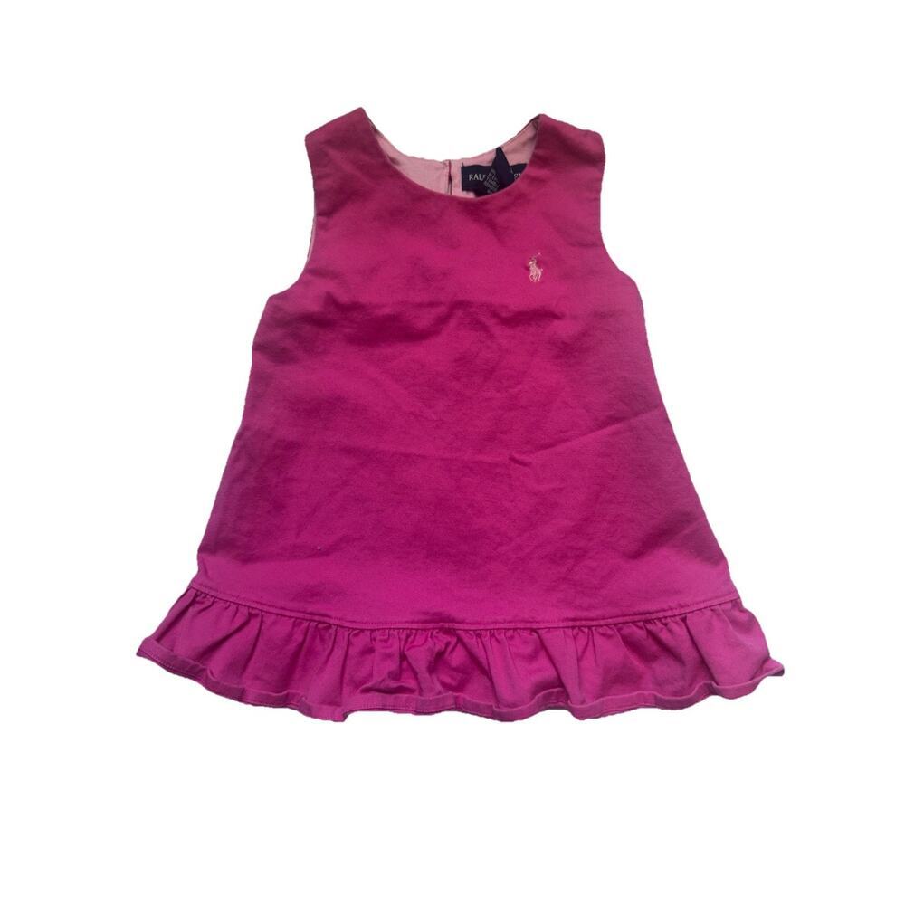 Girls Ralph Lauren Pink Sleeveless Ruffle Hem Dress 9M Baby Pony Logo